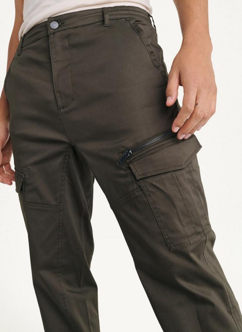 Olive DKNY Cotton Sateen Men's Joggers | USA-D0778