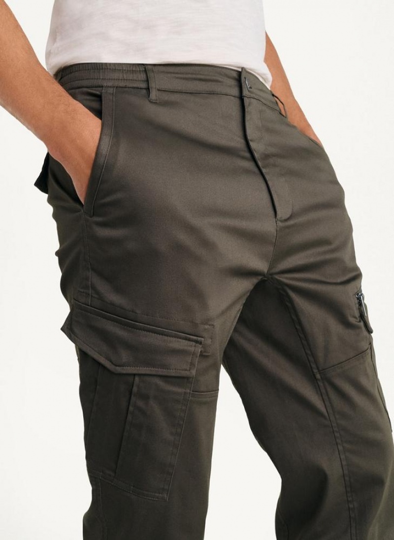 Olive DKNY Cotton Sateen Men's Joggers | USA-D0778