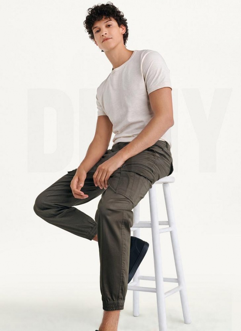 Olive DKNY Cotton Sateen Men's Joggers | USA-D0778