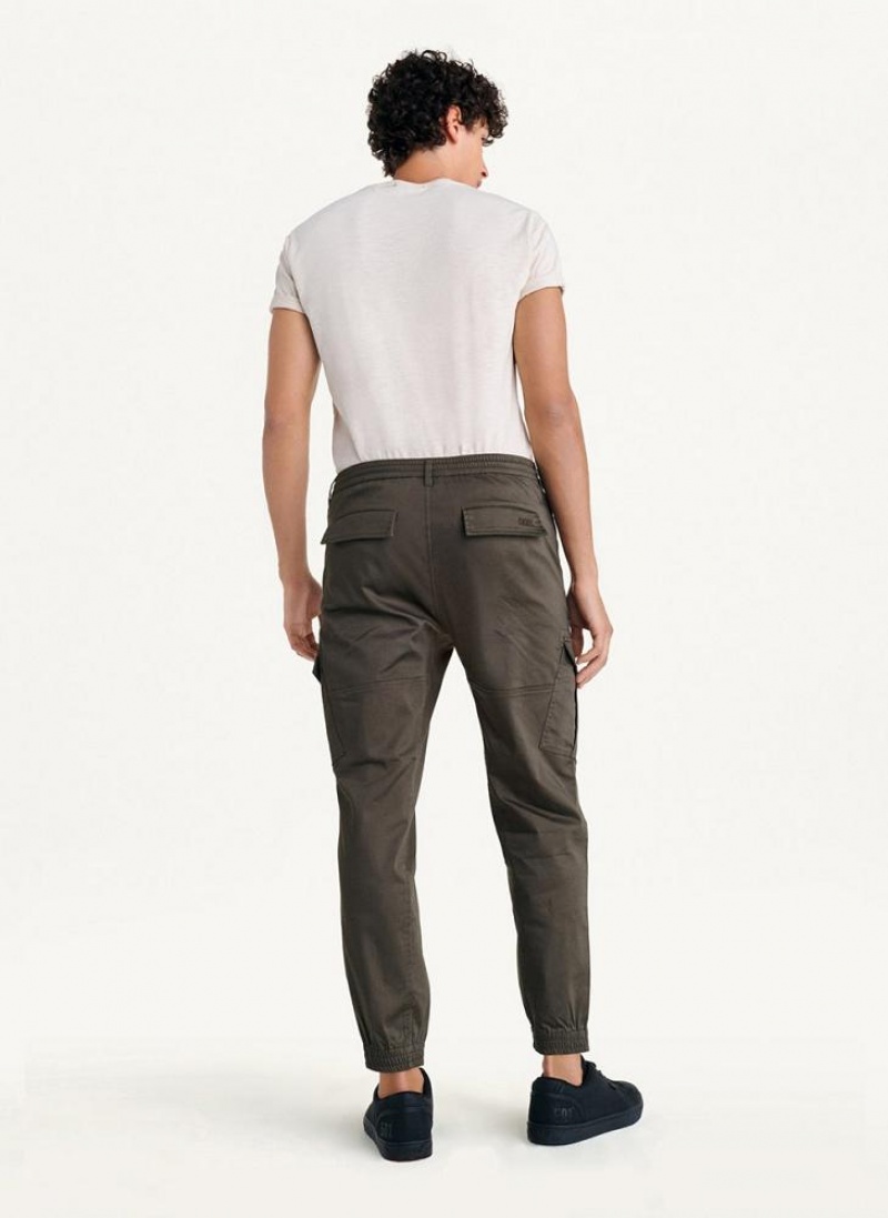 Olive DKNY Cotton Sateen Men's Joggers | USA-D0778