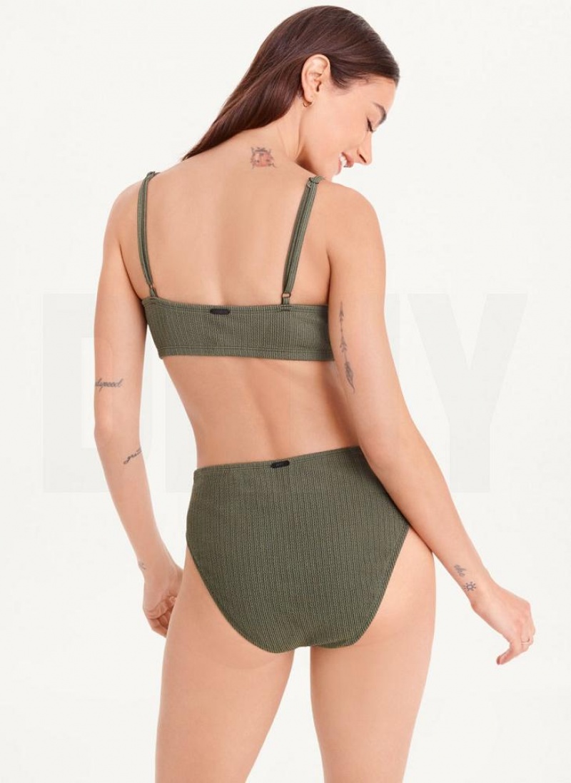 Olive DKNY High Waisted Women's Bikini Bottom | USA-D0492