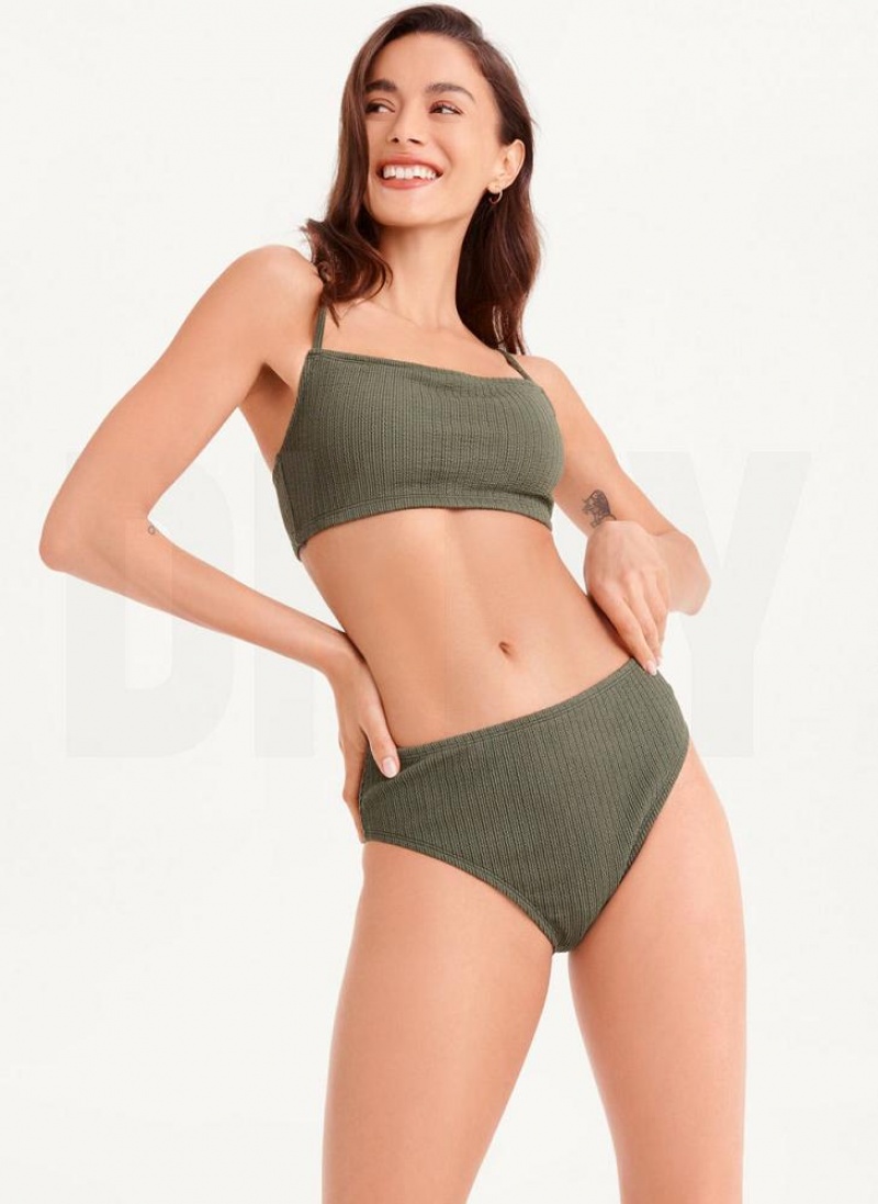Olive DKNY High Waisted Women's Bikini Bottom | USA-D0492