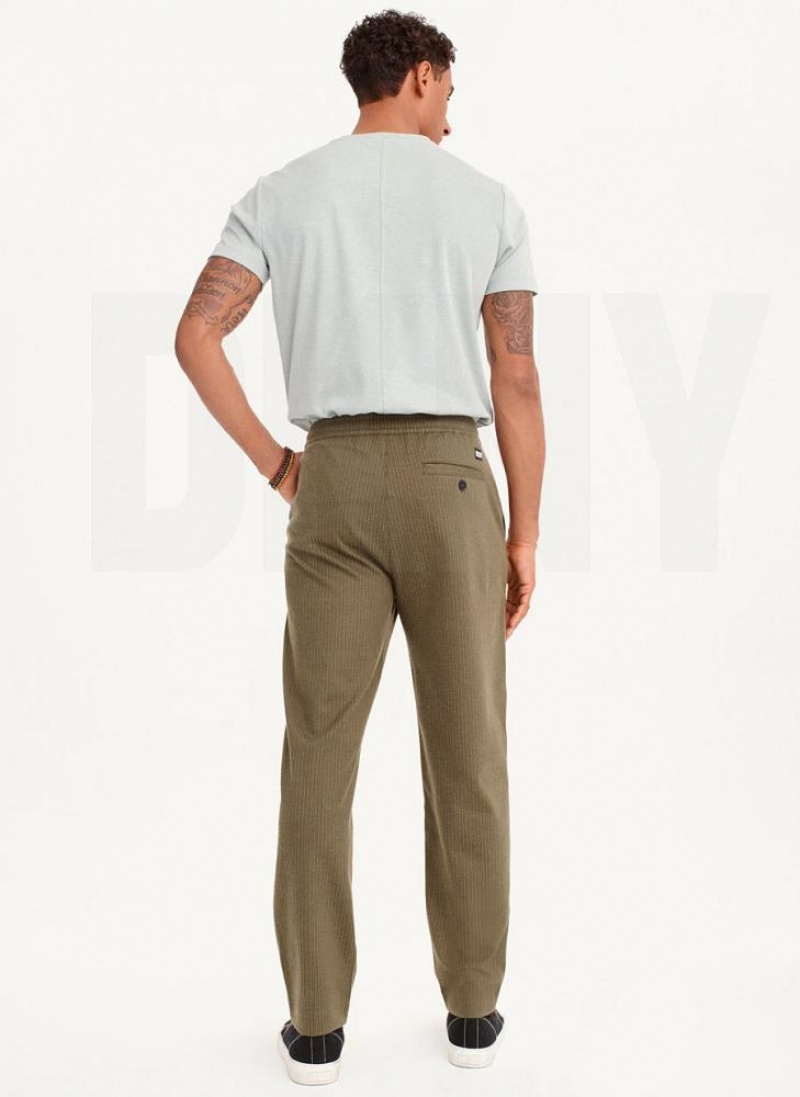 Olive DKNY Knit Texture Men's Pants | USA-D0411