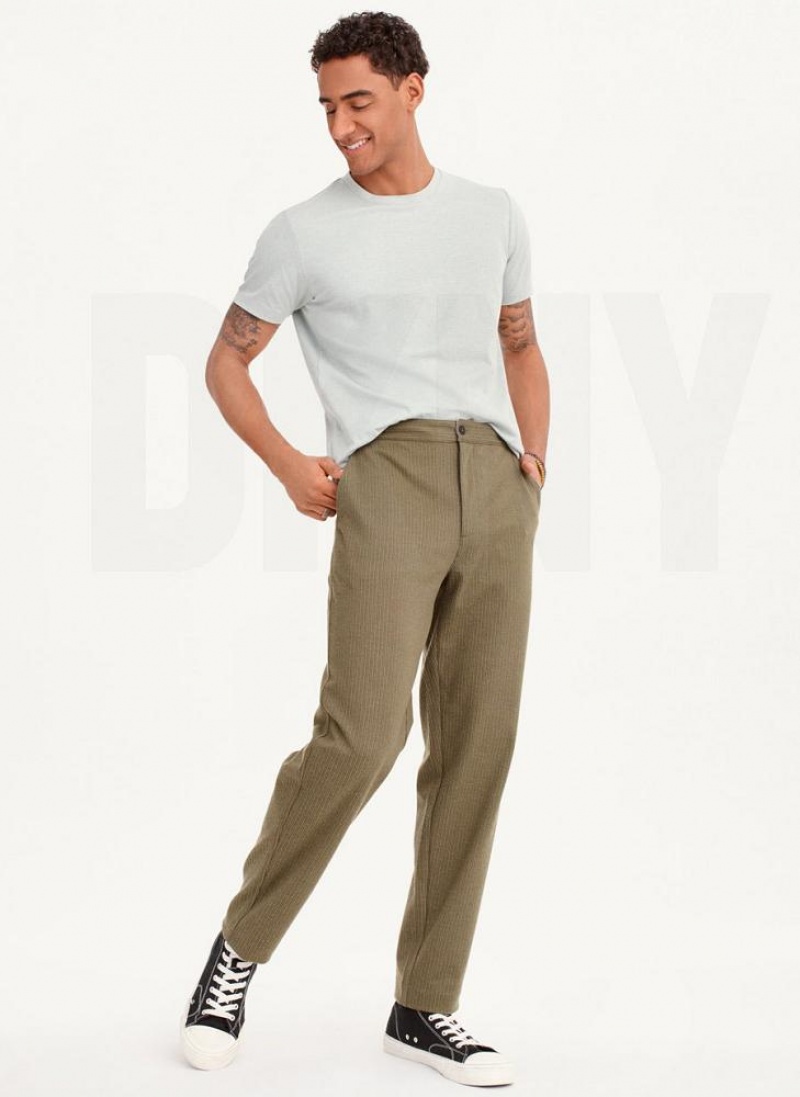 Olive DKNY Knit Texture Men's Pants | USA-D0411