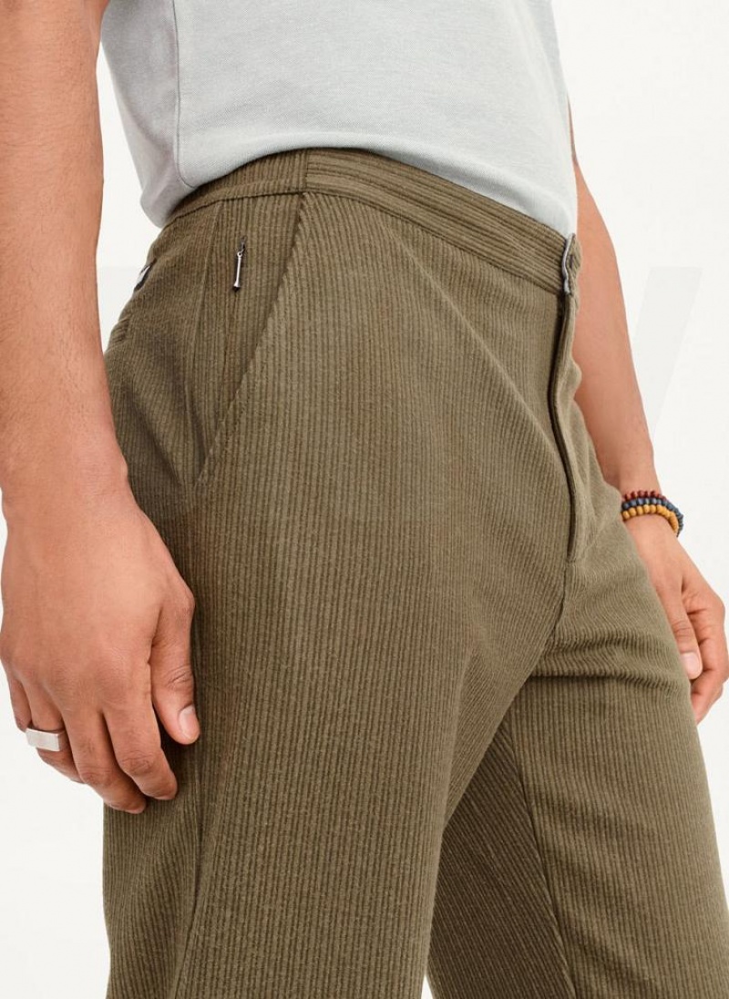 Olive DKNY Knit Texture Men's Pants | USA-D0411