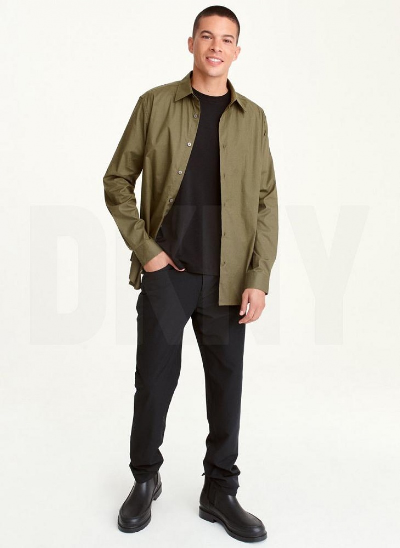 Olive DKNY Long Sleeve Button Down Men's Shirts | USA-D1602