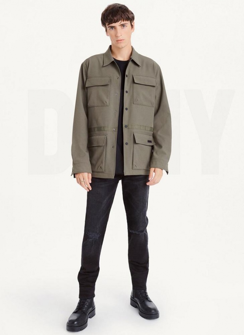 Olive DKNY Ls Chore Tech Fleece Men's Jackets | USA-D1663