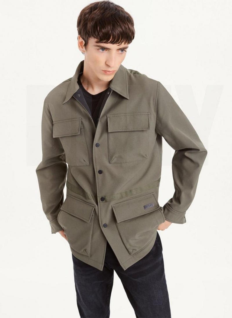 Olive DKNY Ls Chore Tech Fleece Men\'s Jackets | USA-D1663