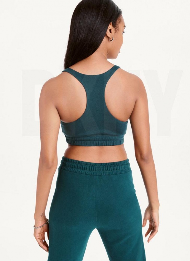 Olive DKNY Metallic Logo Bralette Women's Tank Tops | USA-D1783