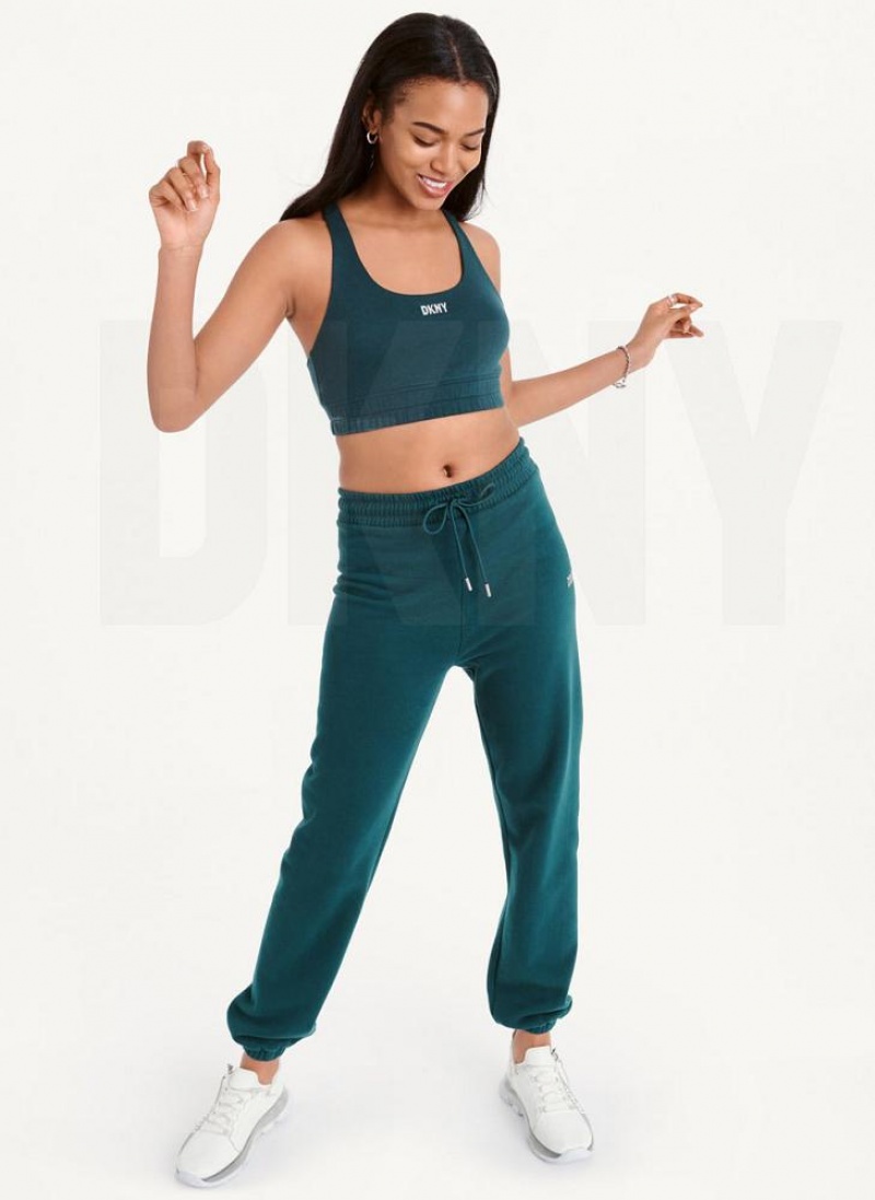 Olive DKNY Metallic Logo Bralette Women's Tank Tops | USA-D1783