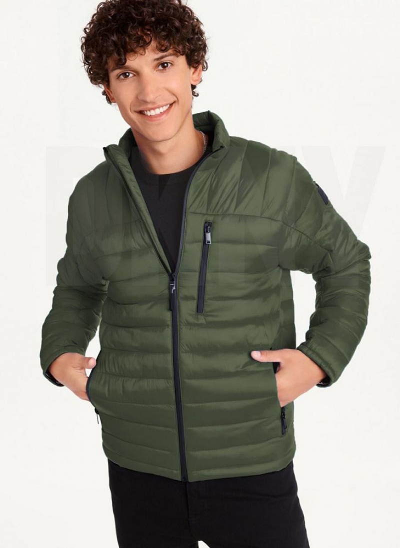 Olive DKNY Packable Men\'s Puffer Jacket | USA-D0198
