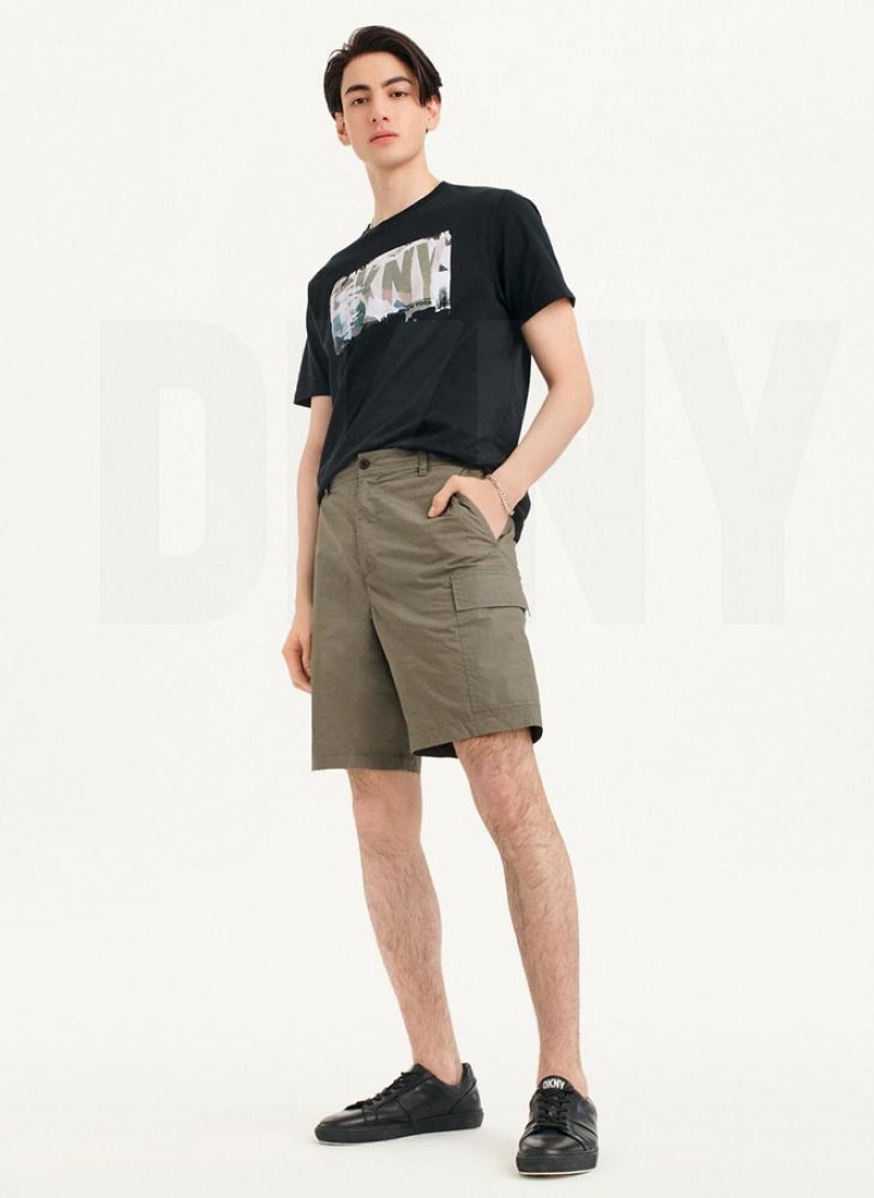 Olive DKNY Poplin Cargo Men's Shorts | USA-D0209