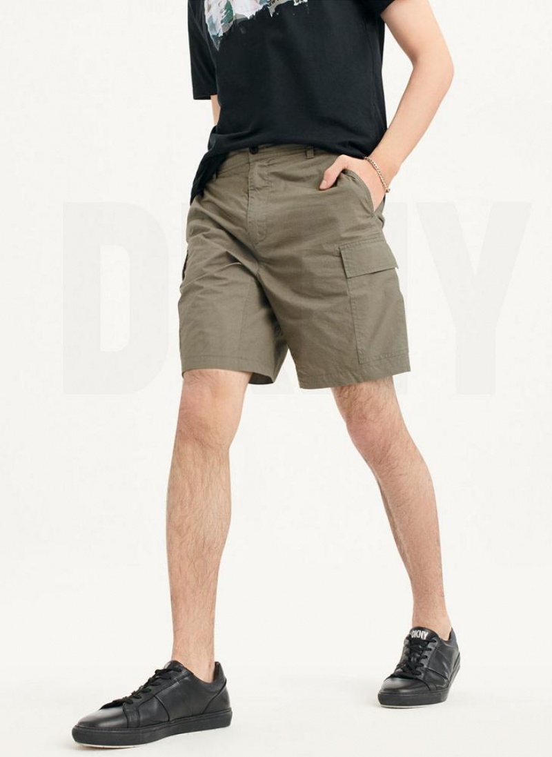 Olive DKNY Poplin Cargo Men's Shorts | USA-D0209