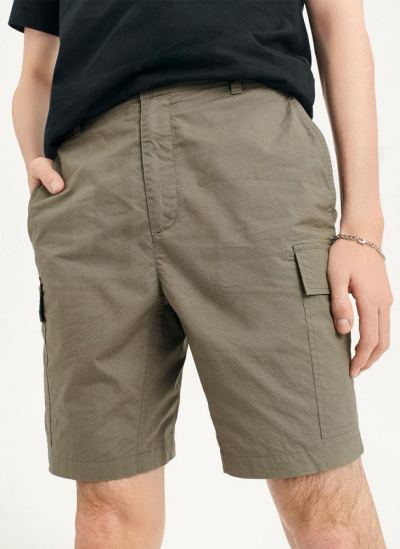 Olive DKNY Poplin Cargo Men\'s Shorts | USA-D0209