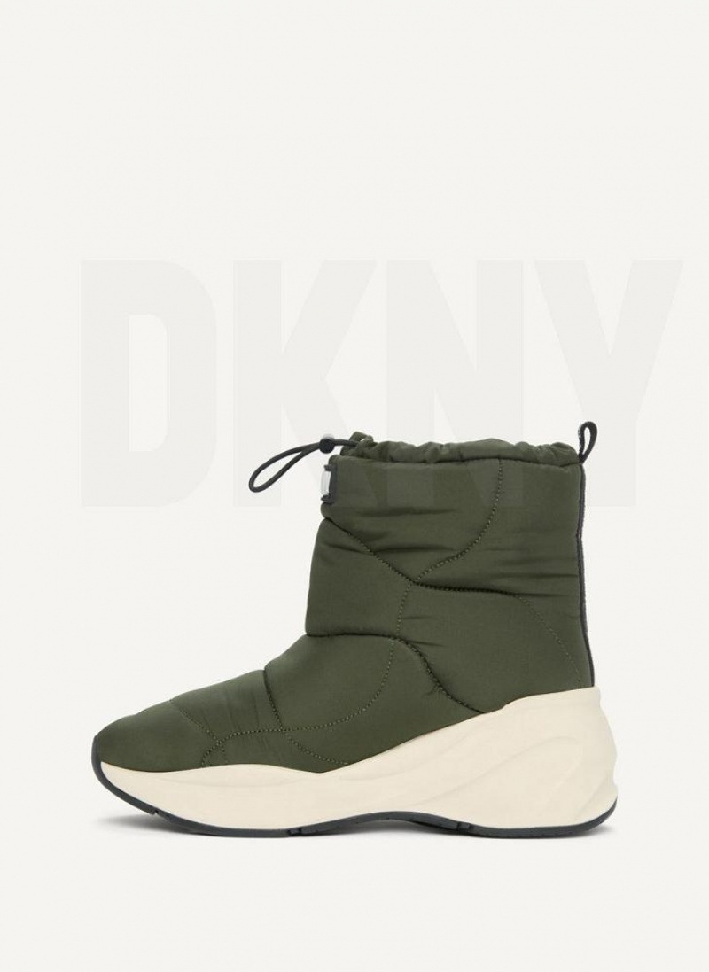 Olive DKNY Puffy Wedge Shoes Boots | USA-D0977