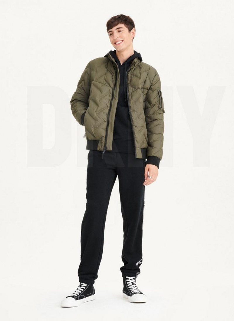 Olive DKNY Quilted Bomber Men's Jackets | USA-D1005