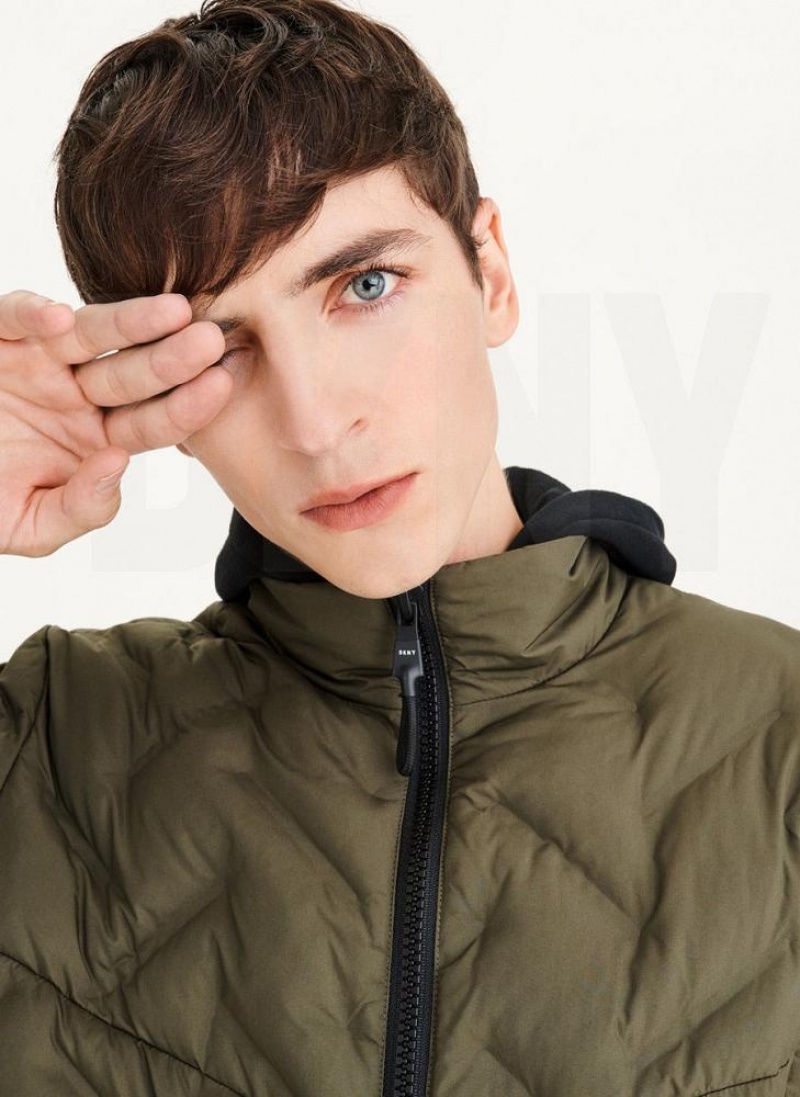 Olive DKNY Quilted Bomber Men's Jackets | USA-D1005