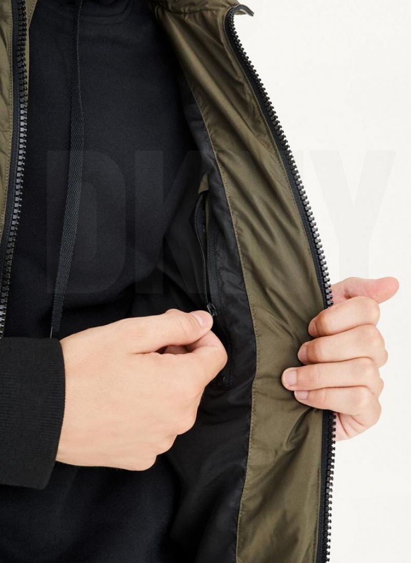 Olive DKNY Quilted Bomber Men's Jackets | USA-D1005