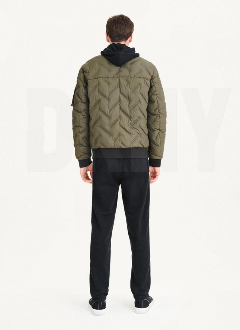 Olive DKNY Quilted Bomber Men's Jackets | USA-D1005
