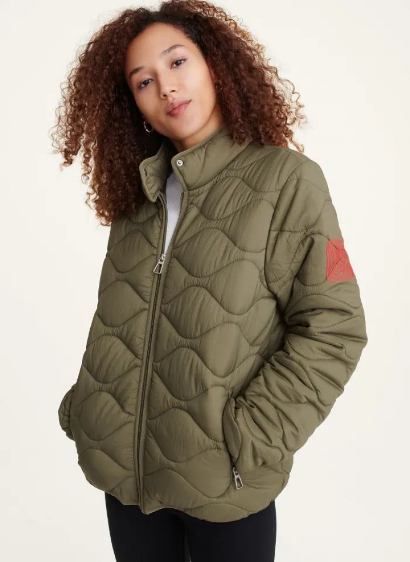 Olive DKNY Quilted Packable Women\'s Jackets | USA-D0914