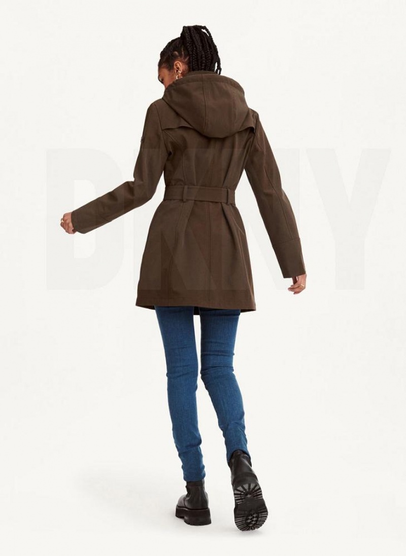 Olive DKNY Softshell Meshback With Belt Women's Jackets | USA-D1858