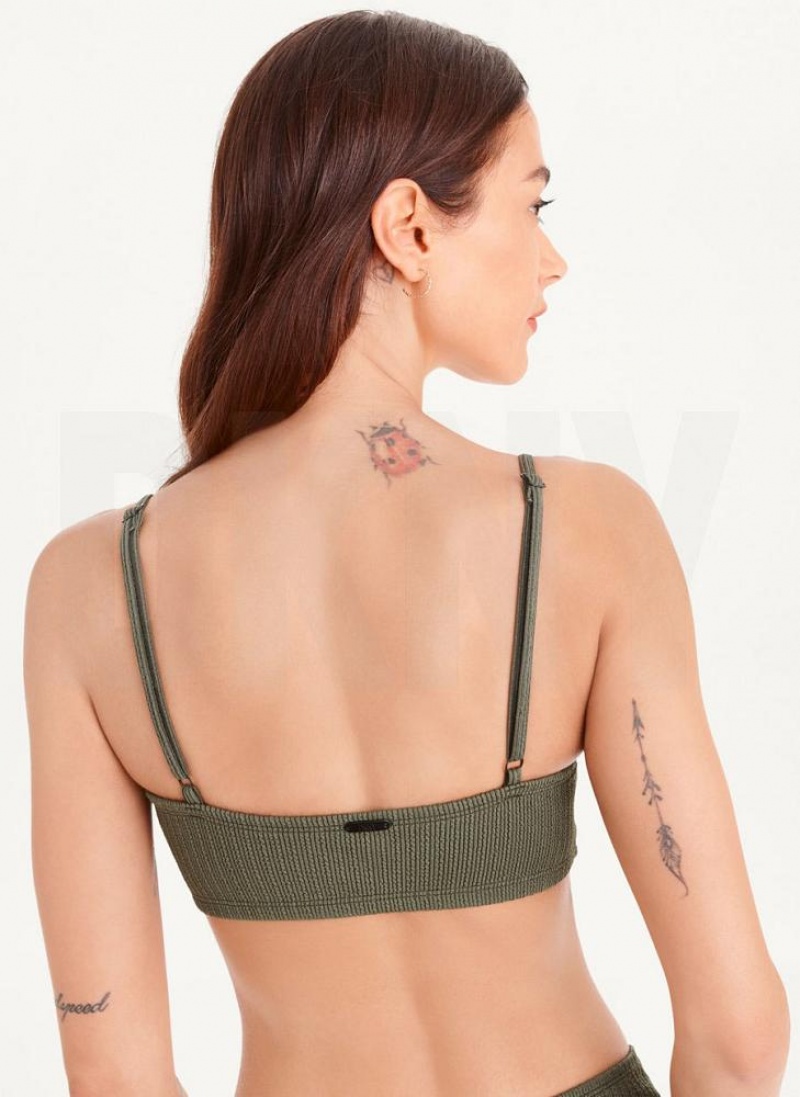 Olive DKNY Straight Neck Women's Bikini Top | USA-D0798