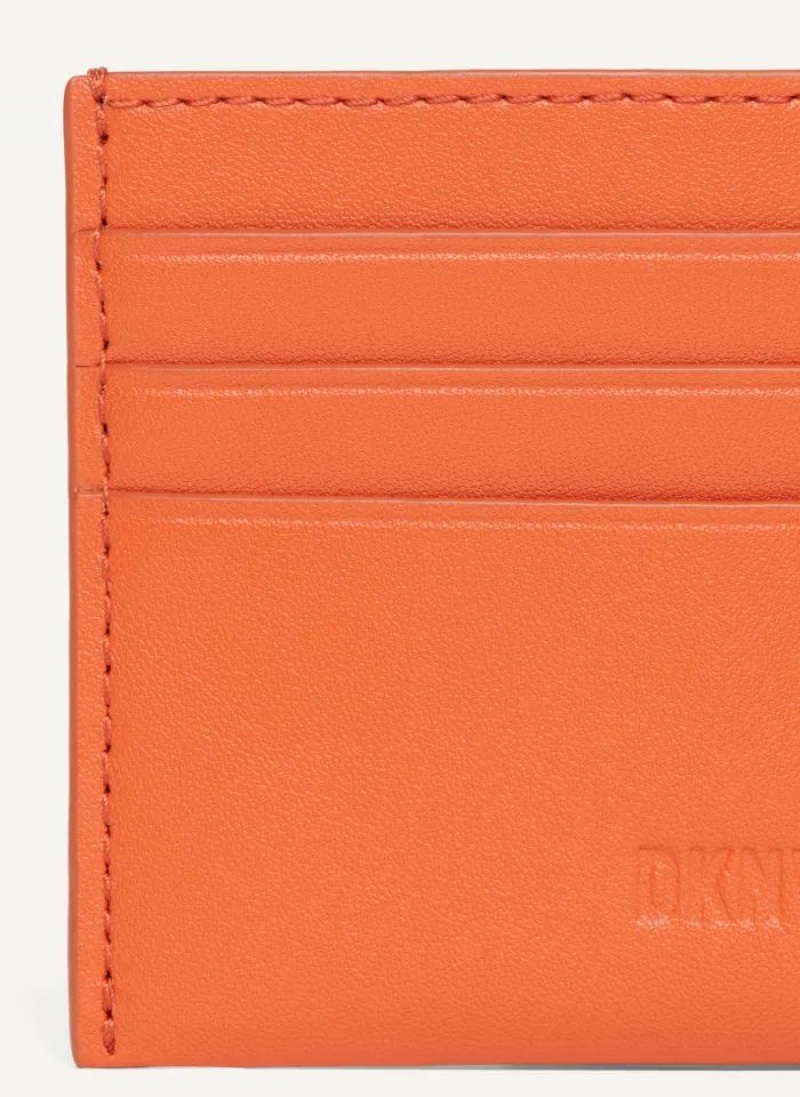 Orange DKNY Card Case Men's Wallets | USA-D0784