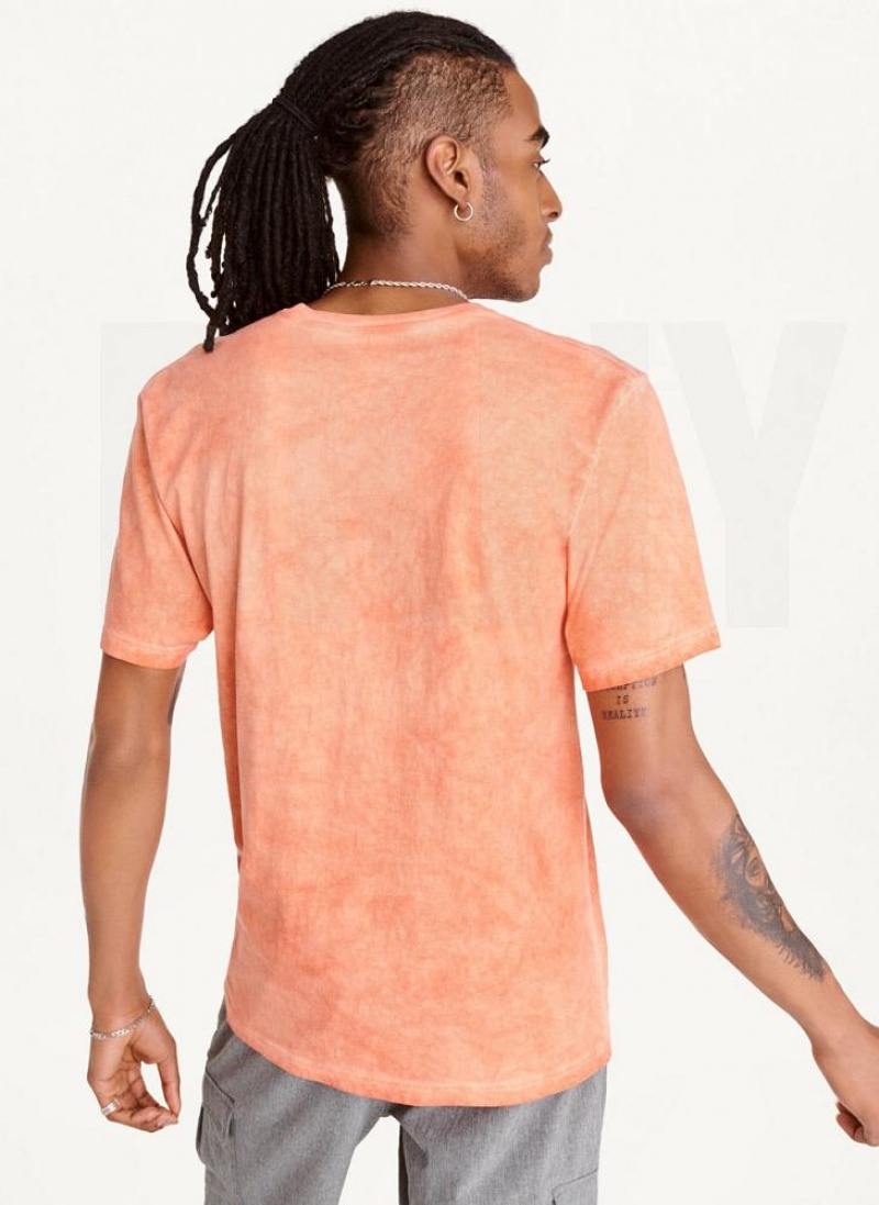 Orange DKNY Cold Pigment Dyed Men's T Shirts | USA-D0239