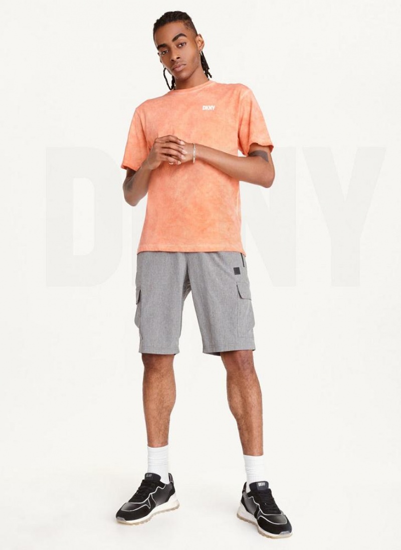 Orange DKNY Cold Pigment Dyed Men's T Shirts | USA-D0239