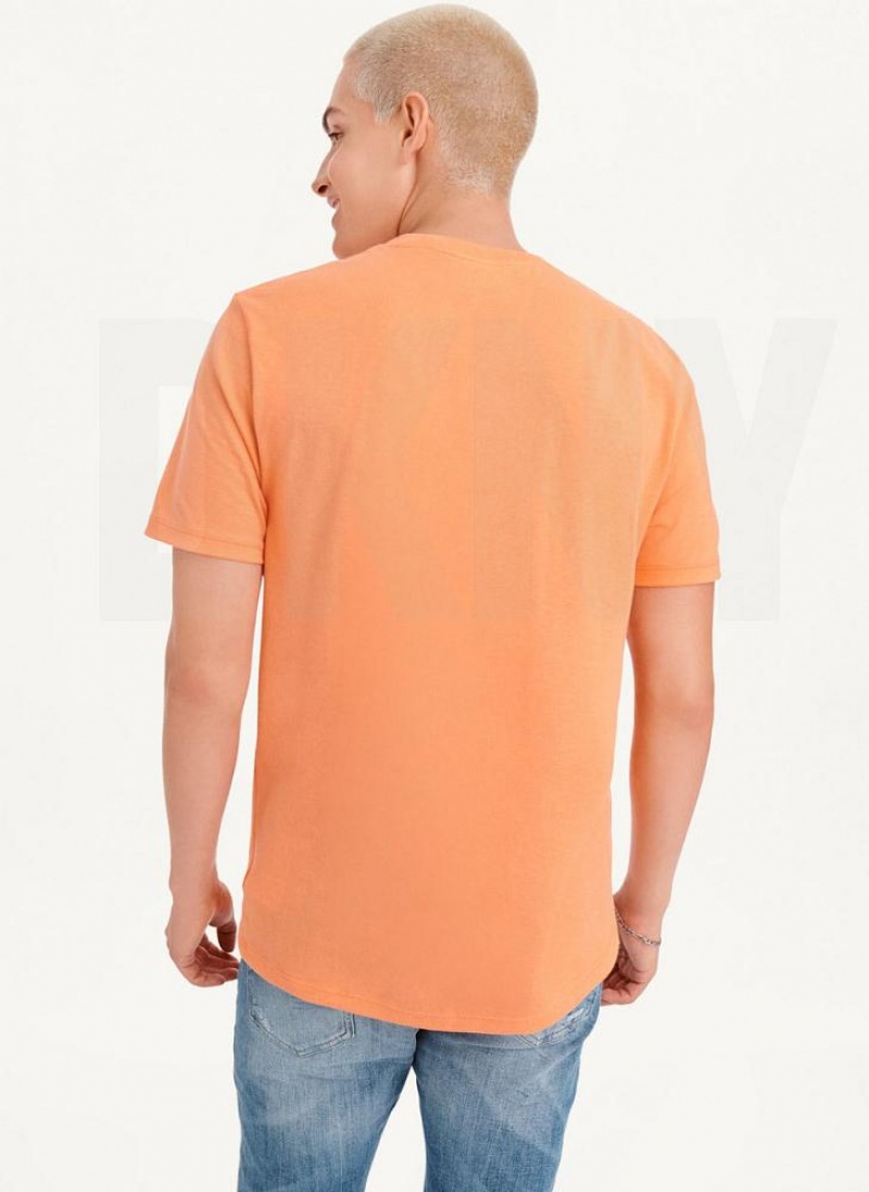 Orange DKNY Exploded Palms Print Ss Knit Men's T Shirts | USA-D0545