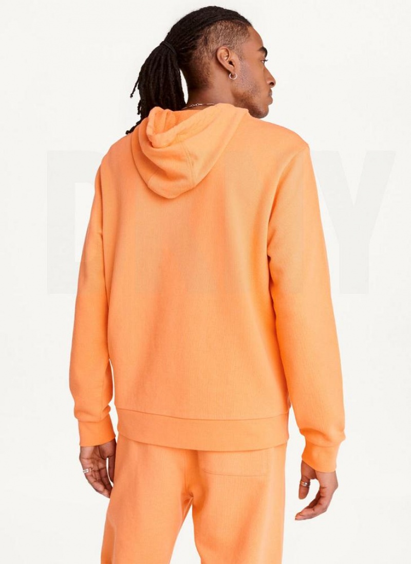 Orange DKNY French Terry Men's Hoodies | USA-D0351