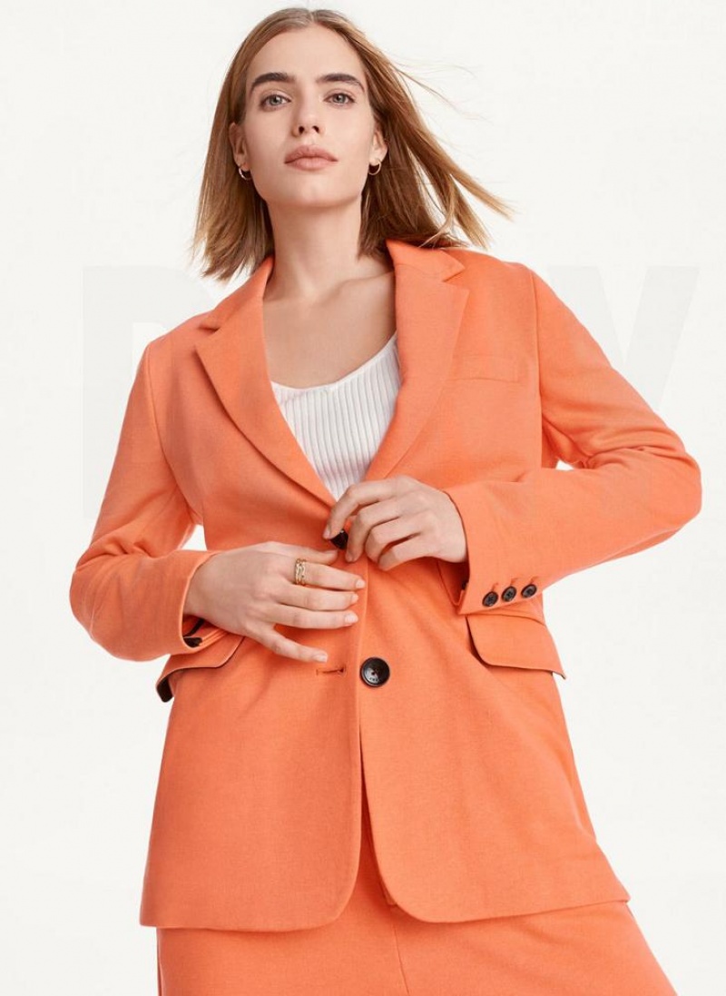 Orange DKNY French Terry Soft Women's Blazers | USA-D0105