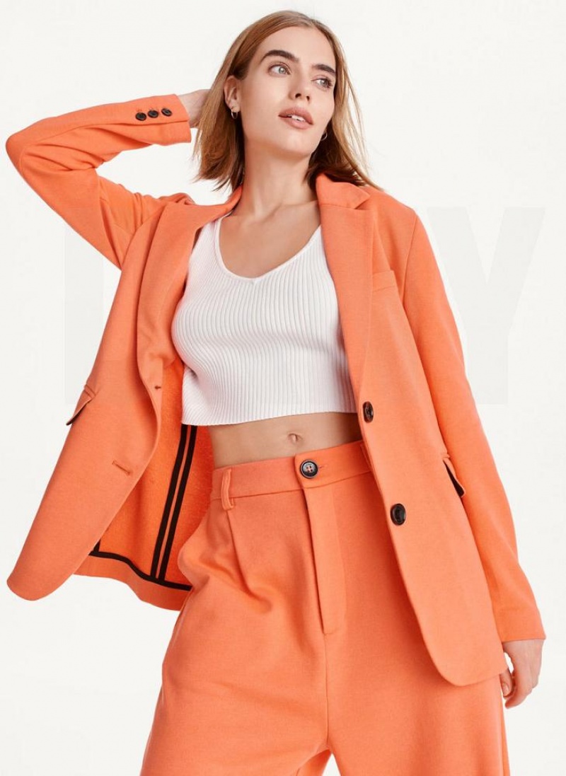 Orange DKNY French Terry Soft Women\'s Blazers | USA-D0105
