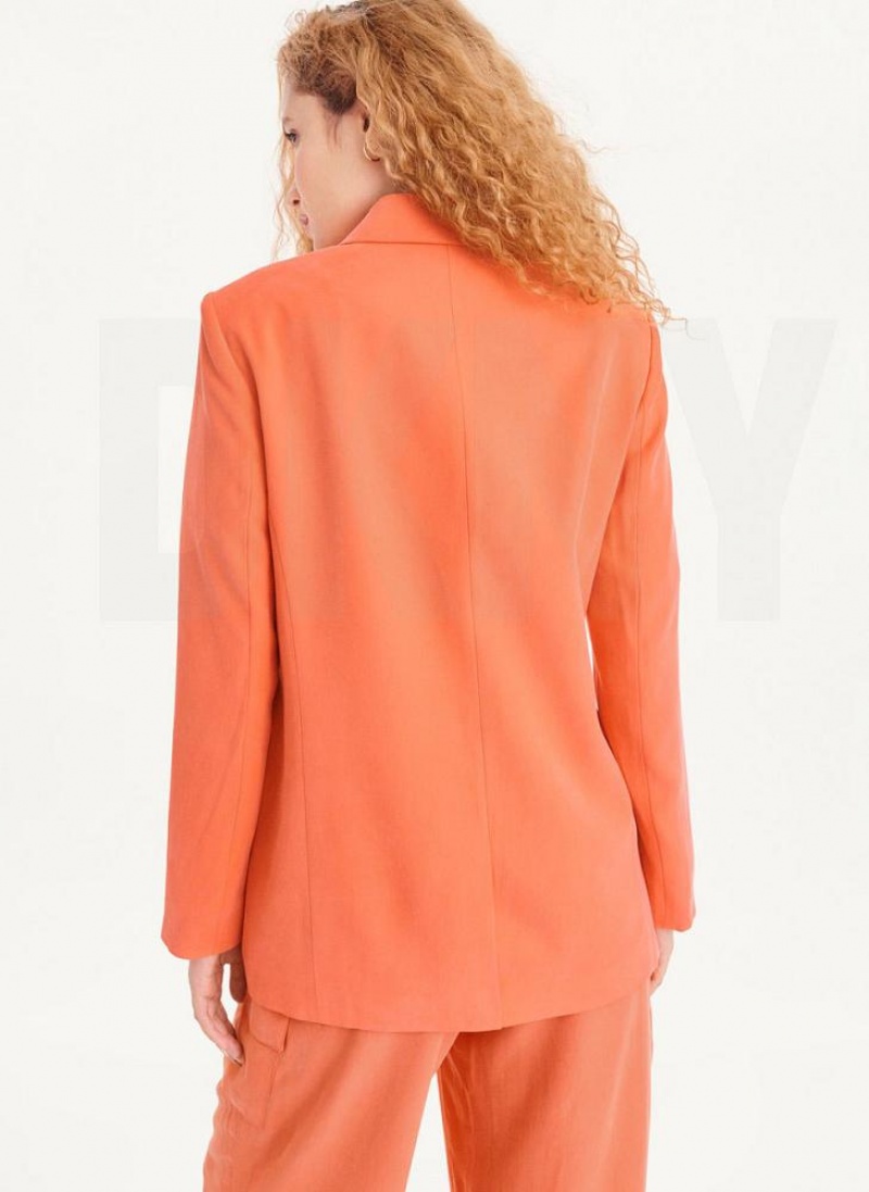 Orange DKNY Frosted Twill Women's Blazers | USA-D1384
