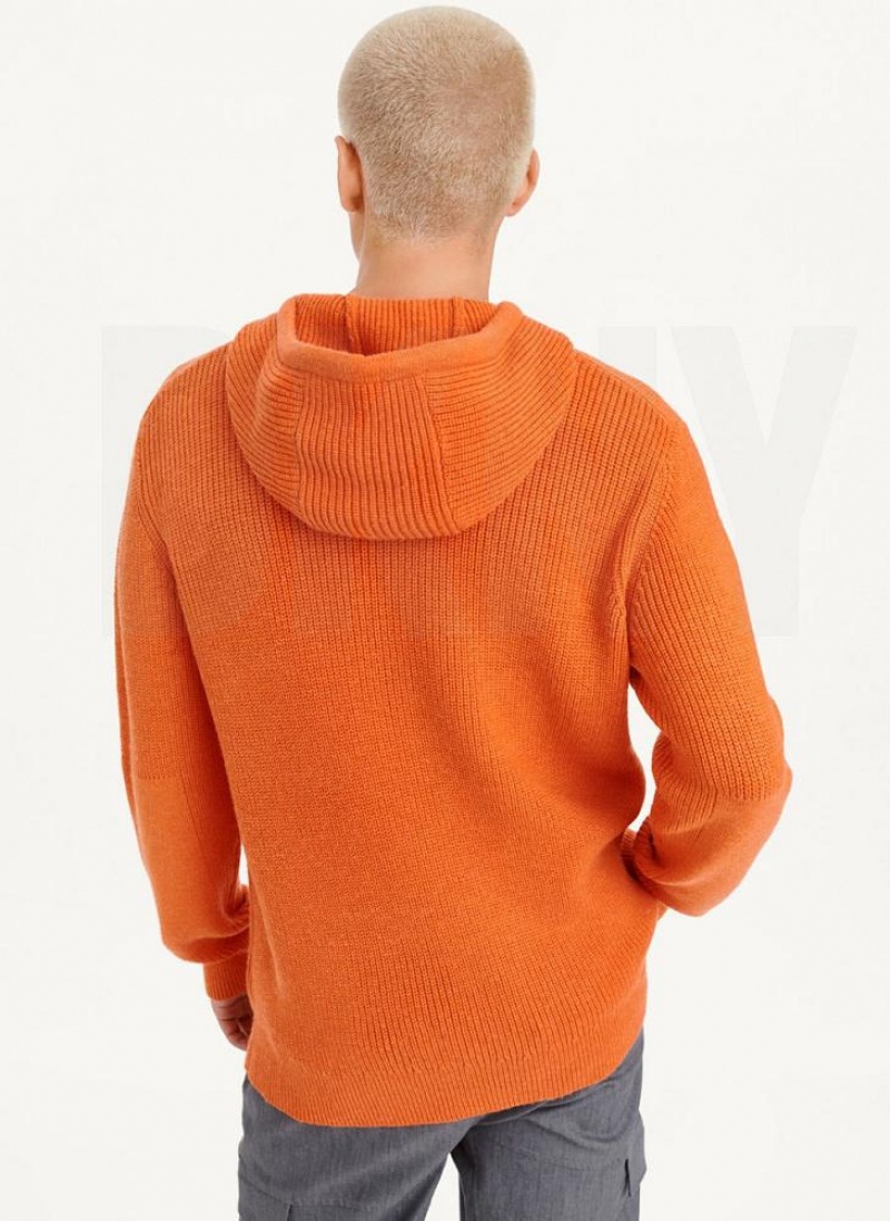 Orange DKNY Half Cardigan Stitch Men's Hoodies | USA-D0367