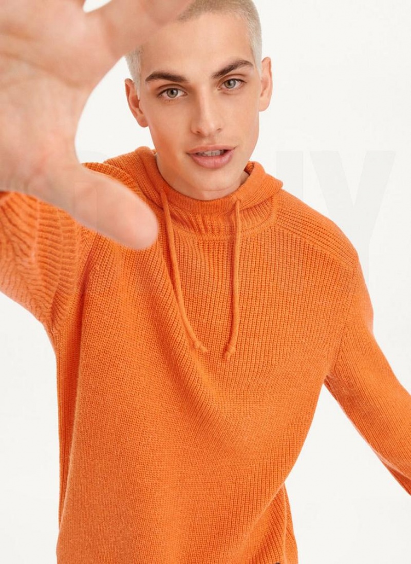 Orange DKNY Half Cardigan Stitch Men's Hoodies | USA-D0367