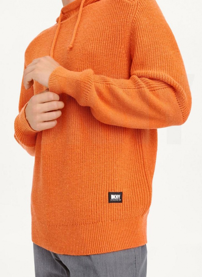 Orange DKNY Half Cardigan Stitch Men's Hoodies | USA-D0367