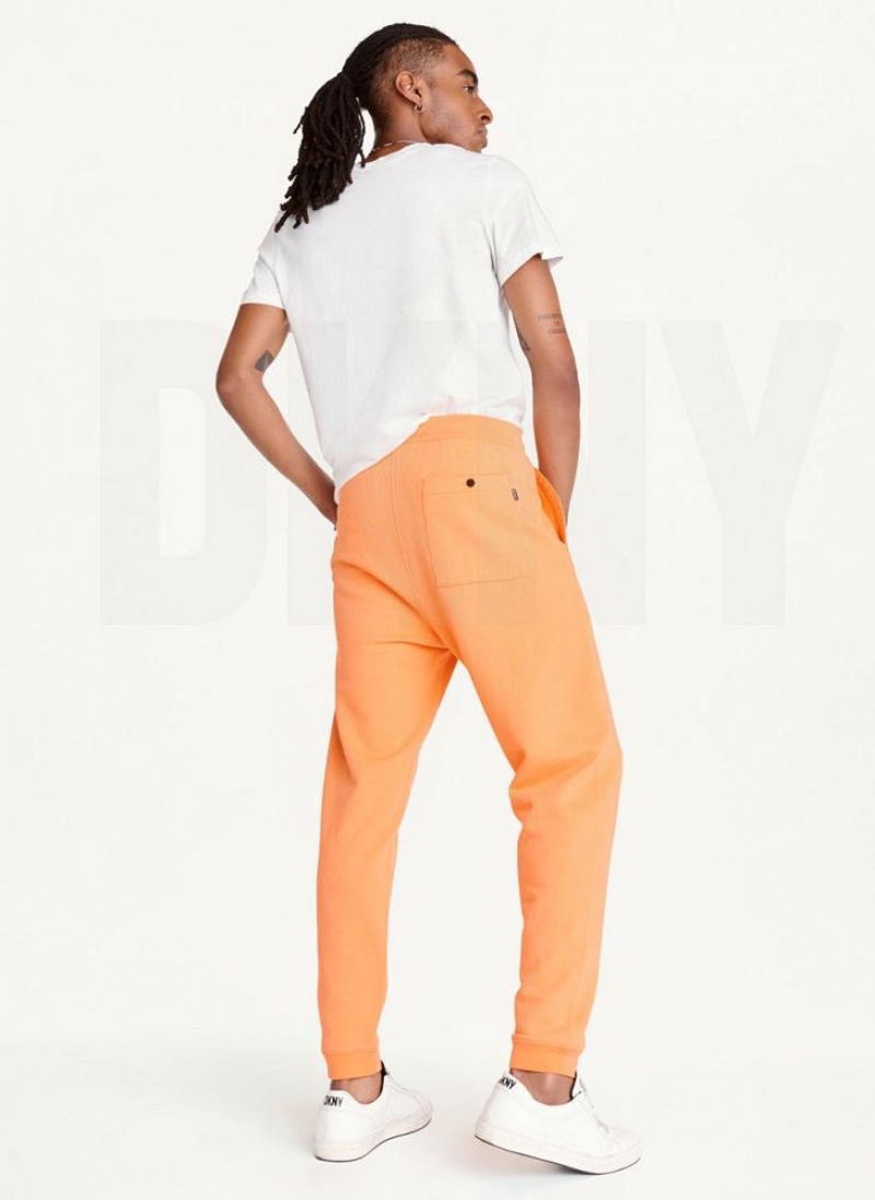 Orange DKNY Logo Men's Pants | USA-D1127