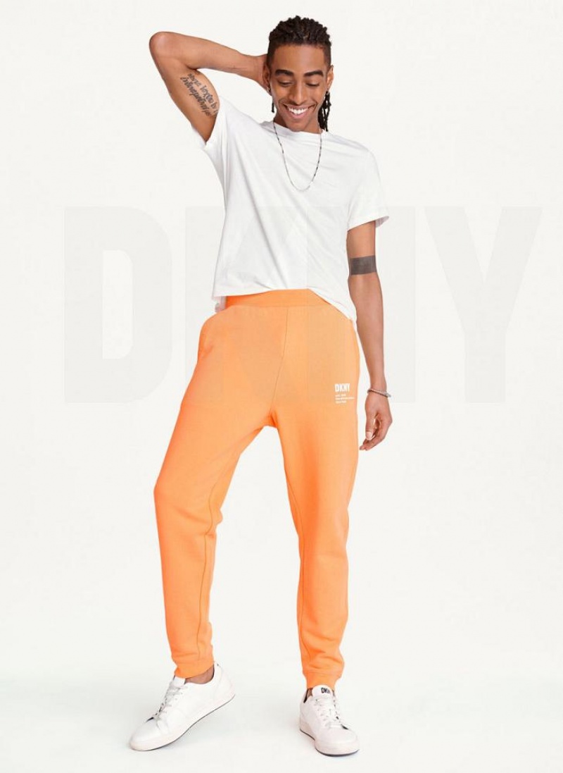 Orange DKNY Logo Men's Pants | USA-D1127