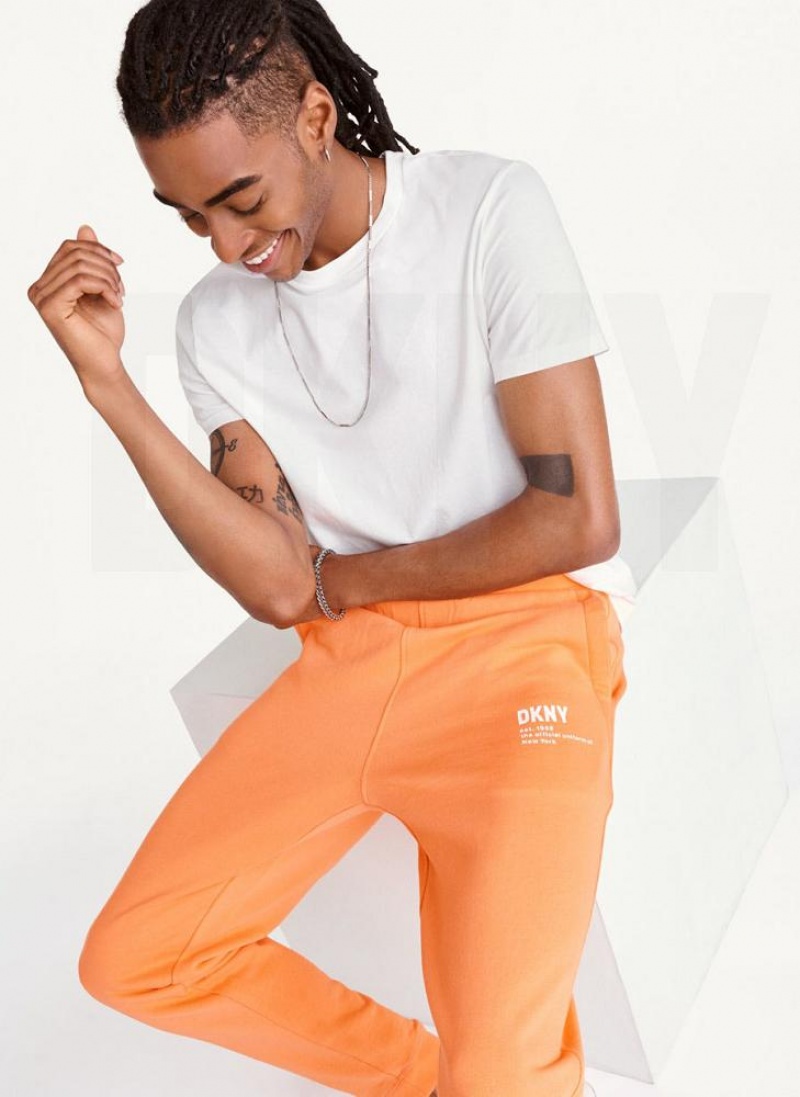 Orange DKNY Logo Men's Pants | USA-D1127