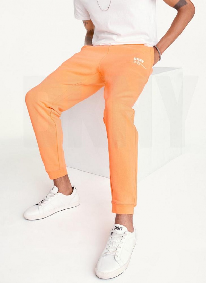 Orange DKNY Logo Men\'s Pants | USA-D1127