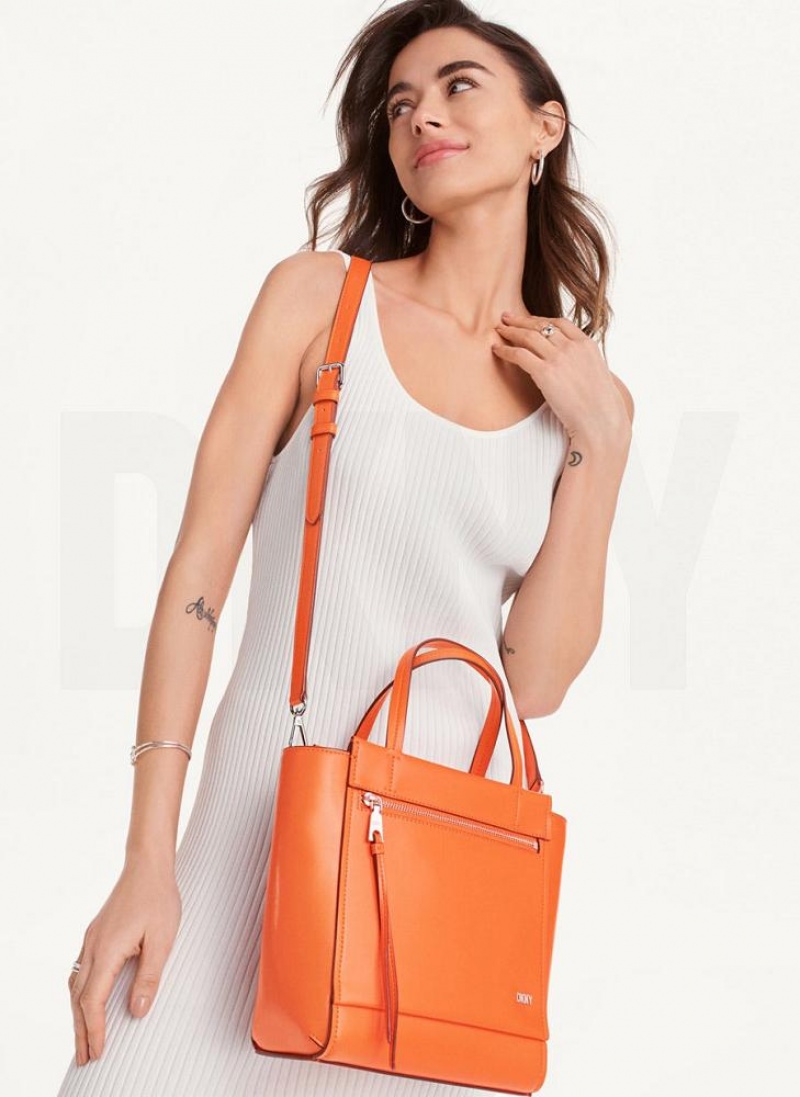 Orange DKNY Pax North-South Tote Bags Crossbody Bags | USA-D1613