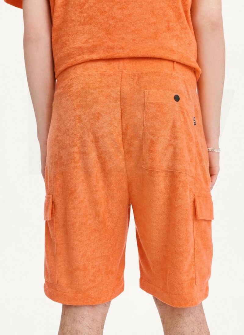 Orange DKNY Toweling Cargo Men's Shorts | USA-D0169