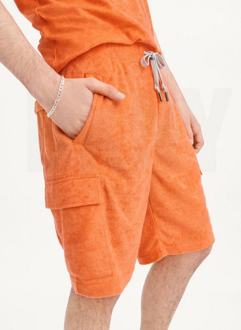 Orange DKNY Toweling Cargo Men's Shorts | USA-D0169