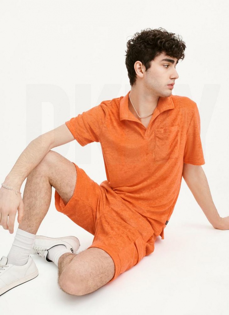 Orange DKNY Toweling Cargo Men's Shorts | USA-D0169