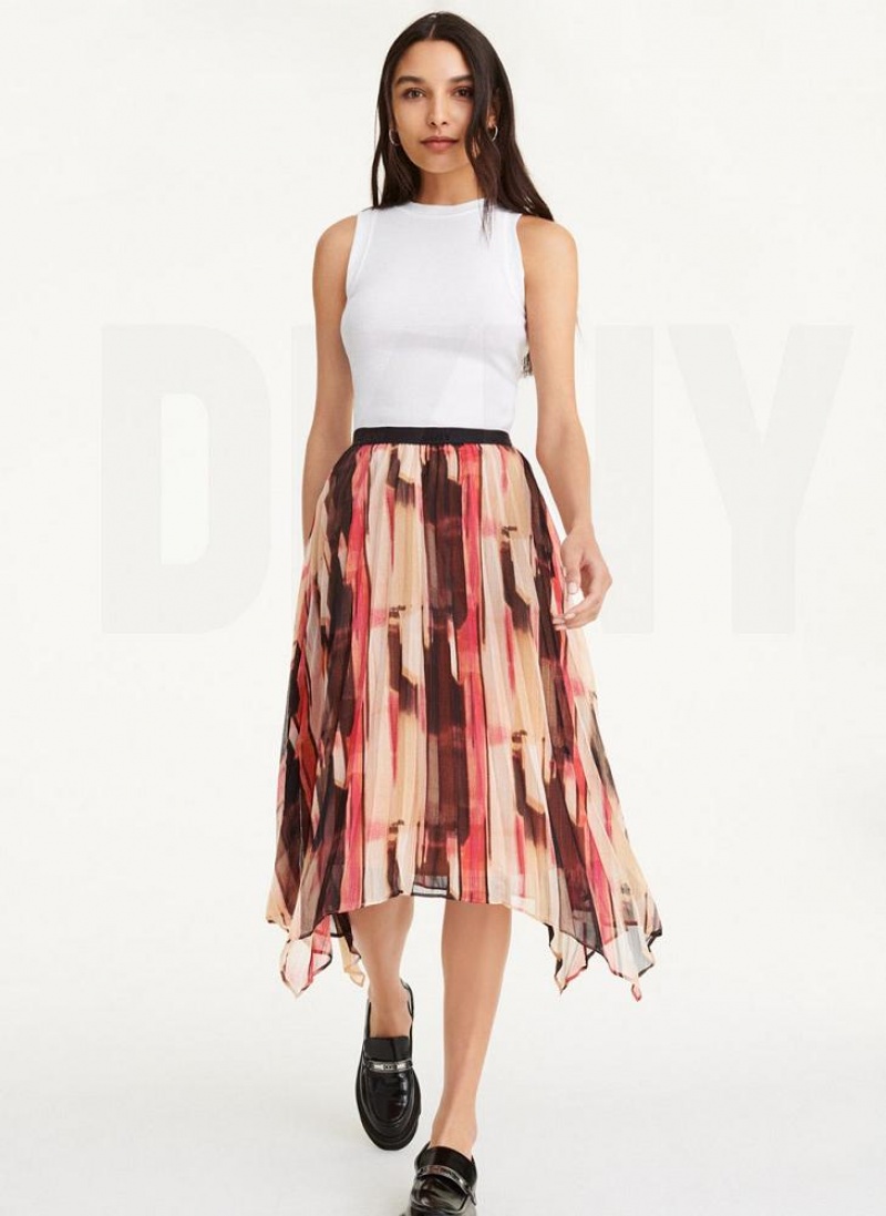 Pink DKNY Asymmetrical Pleated Women's Skirts | USA-D0162