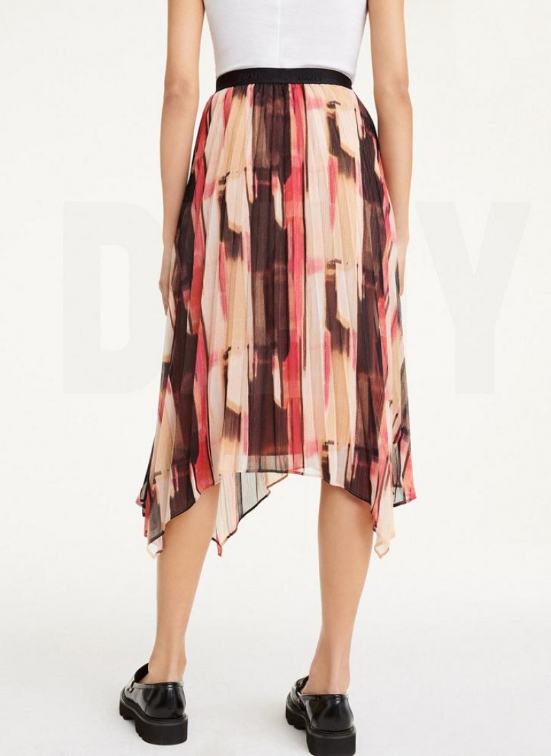 Pink DKNY Asymmetrical Pleated Women's Skirts | USA-D0162