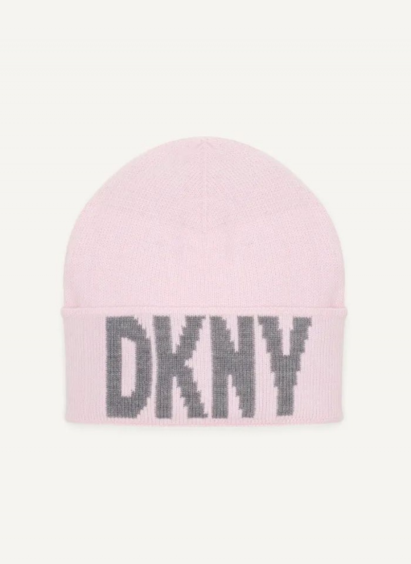Pink DKNY Classic Logo Women's Beanie | USA-D0430