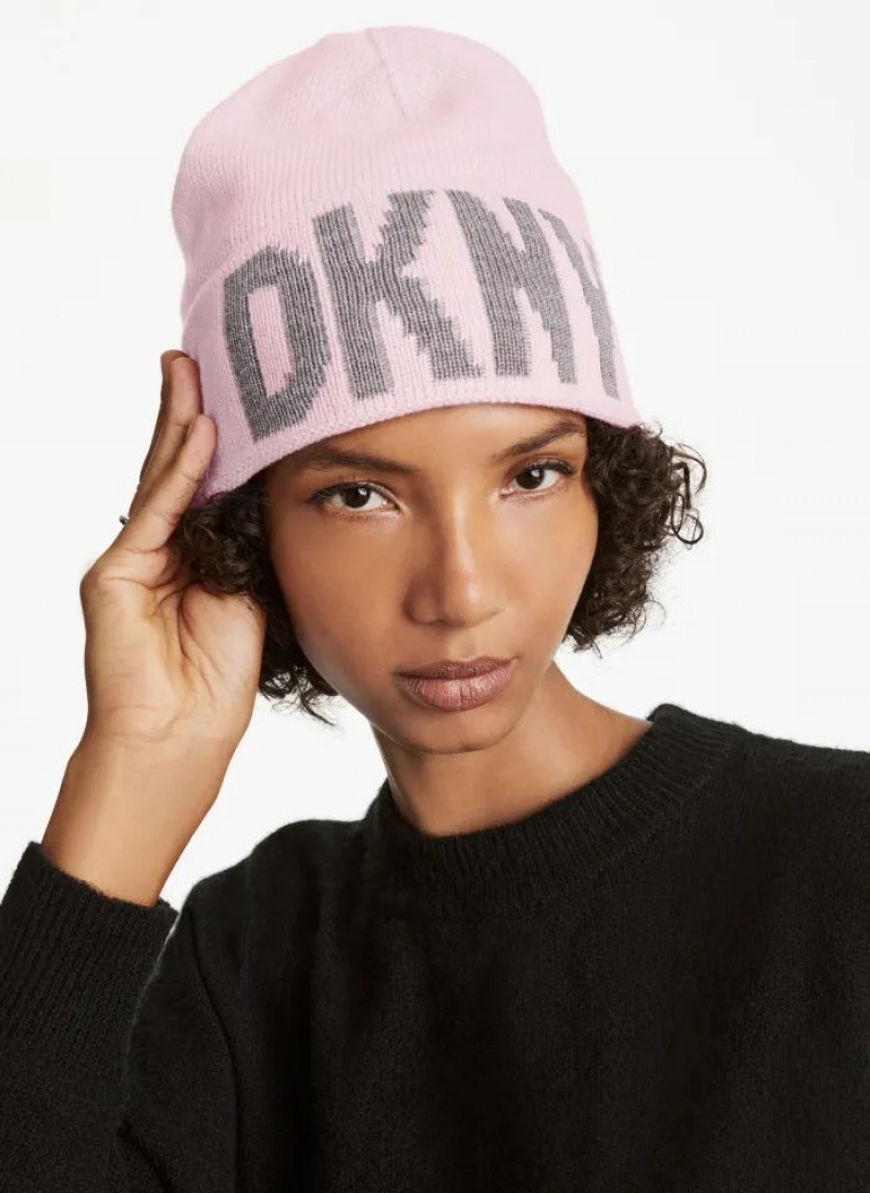 Pink DKNY Classic Logo Women\'s Beanie | USA-D0430