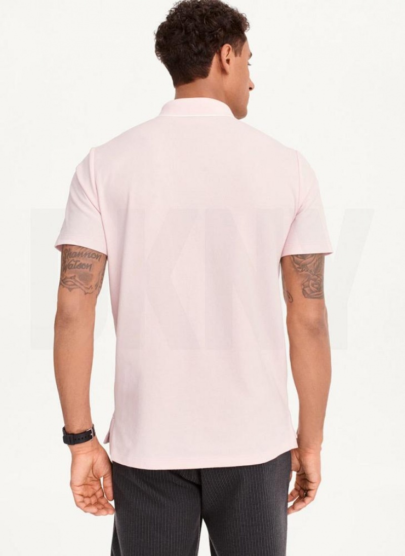 Pink DKNY Core Pima Cotton Pique Men's Polo Shirts | USA-D1909